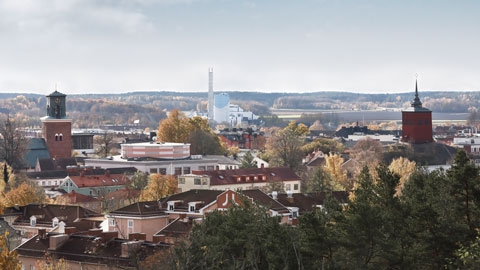 Vy ovanifrån över centrala Nyköping