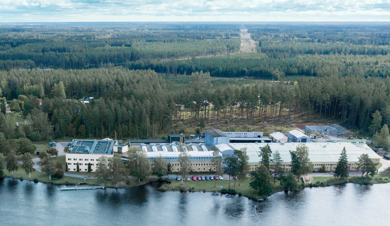 Drönarbild över laboratoriet i Älvkarleby